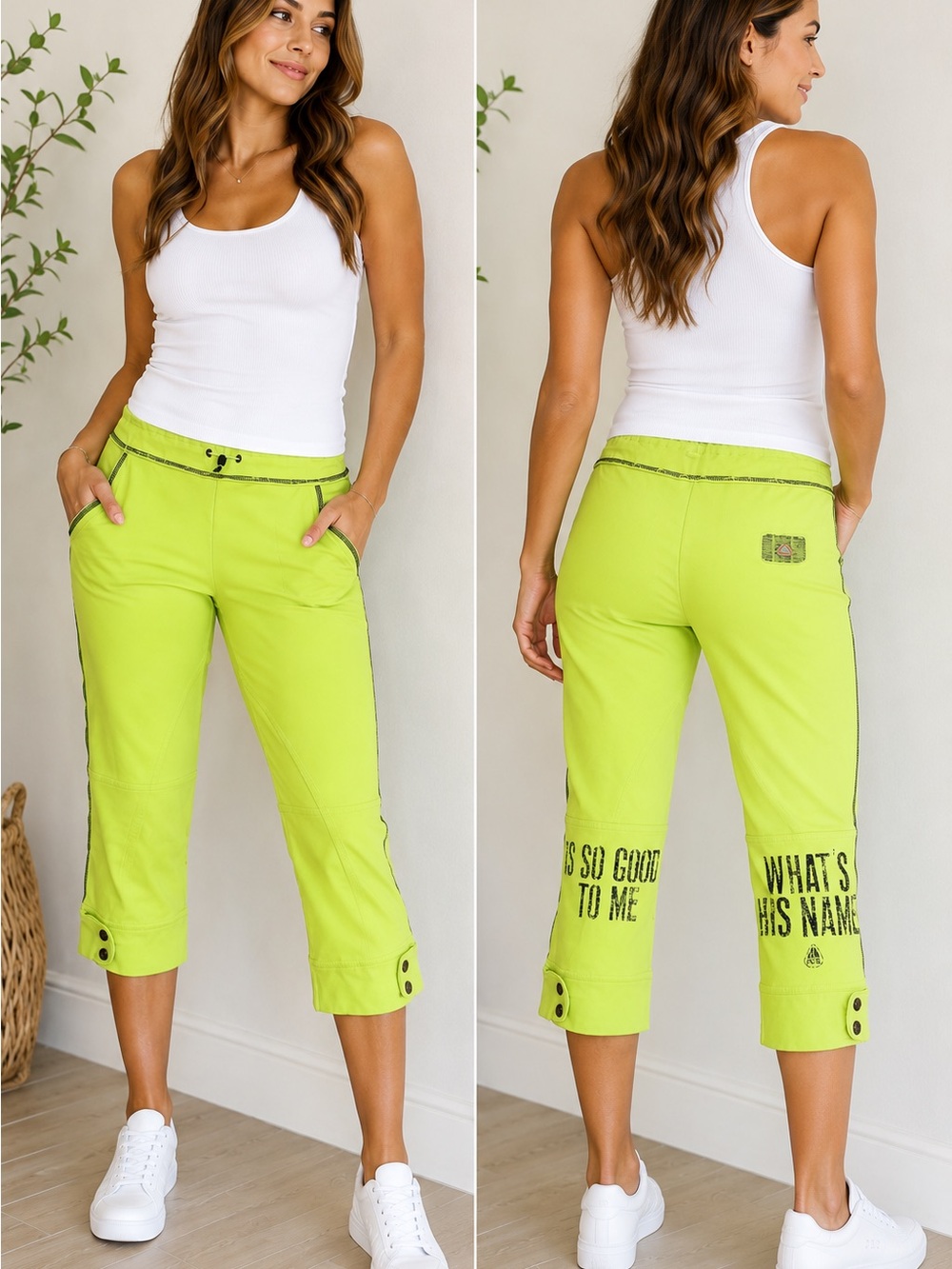 ACG Sportswear Lime Green Cropped Drawstring Capris